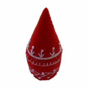 Κεντητό διακοσμητικό κόκκινο πυργάκι - ύφασμα, κεντητά, χειροποίητα, διακοσμητικά, χριστούγεννα - 5