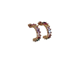 “Colorful Crystals” earrings - ορείχαλκος, κρίκοι, μικρά
