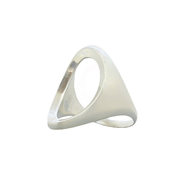 Δαχτυλίδι ασημένιο χειροποίητο με οβάλ κενό και ματ υφή. - ασήμι 925, γεωμετρικά σχέδια, minimal, σταθερά, μεγάλα