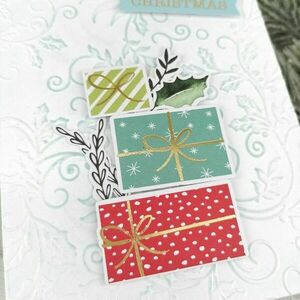 Ευχετήρια Κάρτα Χριστουγεννιάτικη μπάλες και δώρα (10,4x14εκ.) σετ των 2 - χαρτί, ευχετήριες κάρτες - 2