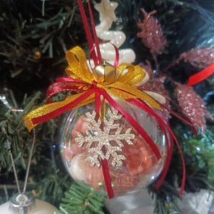 Χριστουγεννιάτικο στολίδι δέντρου μπάλα γεμάτη με waxmelts - αρωματικά κεριά, στολίδι δέντρου, soy wax - 4