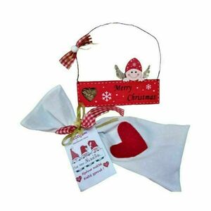 Ξύλινο χριστουγεννιάτικο κρεμαστό διακοσμητικό για παιδικό δωμάτιο σε κόκκινο χρώμα ( 17,5 χ 17 εκ. ) - ξύλο, δώρα για παιδιά, διακοσμητικά, αγγελάκι, διακοσμητικό παιδικού δωματίου