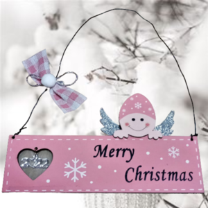 Ξύλινο χριστουγεννιάτικο κρεμαστό διακοσμητικό για παιδικό δωμάτιο σε ροζ χρώμα ( 17,5 χ 17 εκ. ) - ξύλο, δώρα για παιδιά, διακοσμητικά, αγγελάκι, διακοσμητικό παιδικού δωματίου - 5