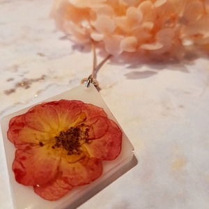 Κολιέ ρόμβος (c) - γυαλί, μακριά, λουλούδι, φθηνά, μενταγιόν - 2