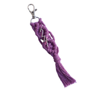 Γούρι μπρελόκ κλειδιών μακραμέ ροζ από βαμβακερό νήμα 18cm - νήμα, αξεσουάρ, πλεκτά μπρελόκ, γούρι 2024
