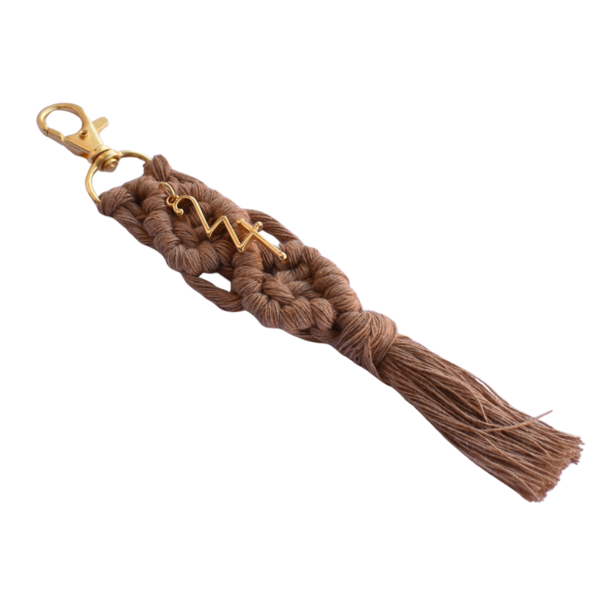 Γούρι μπρελόκ κλειδιών μακραμέ πούρο από βαμβακερό νήμα 18cm - νήμα, αξεσουάρ, πλεκτά μπρελόκ, γούρι 2024 - 2