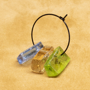 Μοναδικά σκουλαρίκια από συνθετική πέτρα - γυαλί, κρίκοι, μικρά