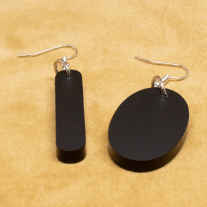 Ασύμμετρα σκουλαρίκια από μαύρο plexiglass - plexi glass, κρεμαστά, γάντζος, φθηνά