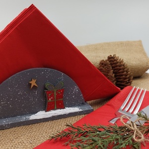 Ξύλινη χριστουγεννιάτικη θήκη για χαρτοπετσέτες (7 Χ 6 Χ 15 εκ.) - ξύλο, αστέρι, αξεσουάρ - 4