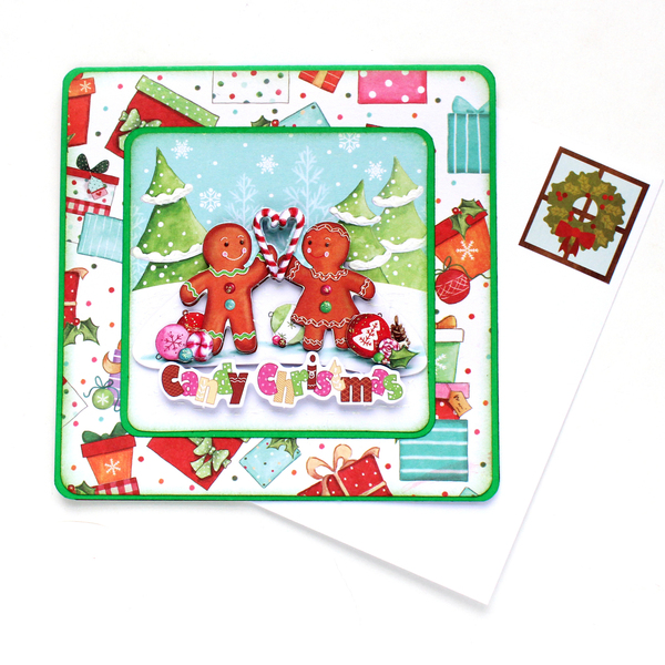Χριστουγεννιάτικη 3d ευχετήρια τετράγωνη κάρτα "Candy Christmas" - χαρτί, 3d, ευχετήριες κάρτες - 2