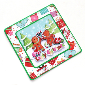 Χριστουγεννιάτικη 3d ευχετήρια τετράγωνη κάρτα "Candy Christmas" - χαρτί, 3d, ευχετήριες κάρτες - 5