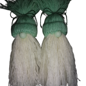 Gnome Ornament Green - vintage, νήμα, στολίδια, μπάλες