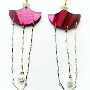 LIMITED EDITION // NEW YEARS EVE EARRINGS 2024 "THE RED EDITION" - μακριά, plexi glass, κρεμαστά - 2