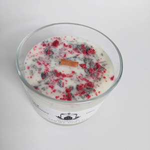 Calm Pomegranate από λευκό κερί σόγιας. με χαλαρωτική Κάνναβη και ρόδι (6cm x 8cm x8cm, 130ml) - αρωματικά κεριά, vegan friendly, soy candle, soy wax