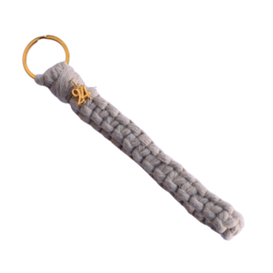 Γούρι μπρελόκ κλειδιών μακραμέ από βαμβακερό νήμα μπεζ 19cm - νήμα, αξεσουάρ, πλεκτά μπρελόκ, γούρι 2024 - 2