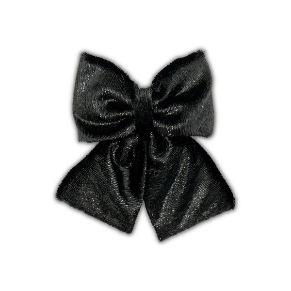 Shiny black bow - ύφασμα, φιόγκος, για τα μαλλιά, hair clips