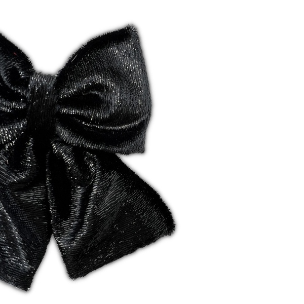 Shiny black bow - ύφασμα, φιόγκος, για τα μαλλιά, hair clips - 2