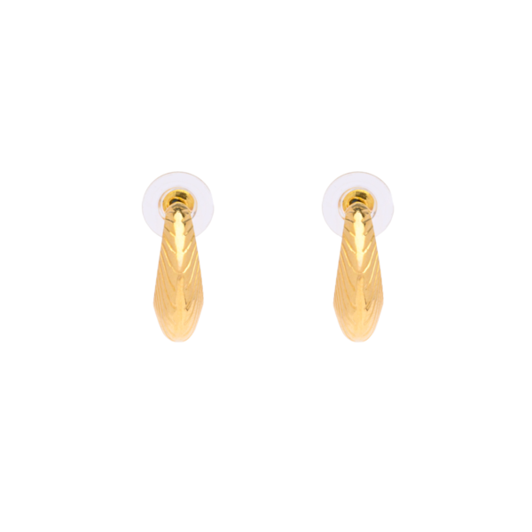 Σκουλαρίκια γυναικεία κρίκοι χρυσοί με γραμμές από zamak επιχρυσωμένα με 24k χρυσό με καρφί τιτανίου - επιχρυσωμένα, κρίκοι, μεγάλα, καρφάκι, zamak - 3