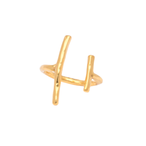 Δαχτυλίδι γυναικείο αυξομειούμενο χρυσό δύο μπάρες από zamak 24k επίχρυσο - επιχρυσωμένα, ορείχαλκος, μεγάλα, αυξομειούμενα