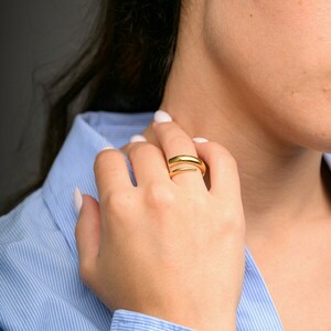 Γυναικείο δαχτυλίδι αυξομειούμενο χρυσό στριφτό από zamak 24k επίχρυσο - επιχρυσωμένα, ορείχαλκος, μεγάλα, αυξομειούμενα - 5