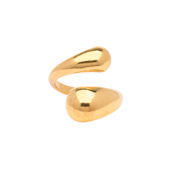 Γυναικείο δαχτυλίδι αυξομειούμενο χρυσό με bold άκρες από zamak 24k επίχρυσο - επιχρυσωμένα, ορείχαλκος, μεγάλα, αυξομειούμενα