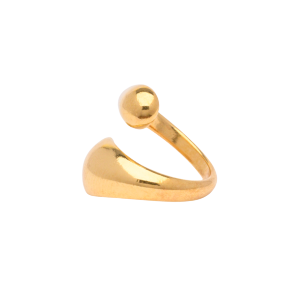 Γυναικείο δαχτυλίδι αυξομειούμενο χρυσό με bold άκρες από zamak 24k επίχρυσο - επιχρυσωμένα, ορείχαλκος, μεγάλα, αυξομειούμενα - 2