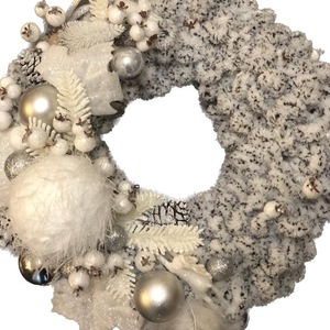 Χριστουγεννιάτικο στεφάνι λευκό - νήμα, διακοσμητικά, χιονονιφάδα