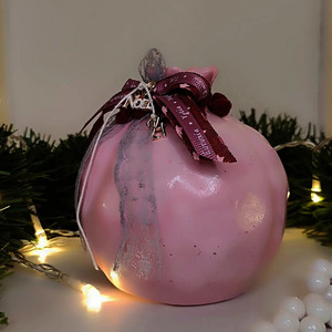 Χριστουγεννιάτικο ρόδι γούρι 2024 σε ροζ απόχρωση - vintage, τσιμέντο, ρόδι, γούρια - 3