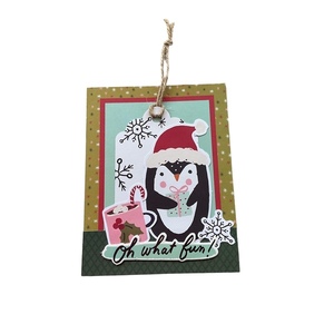 Κάρτα Χριστουγεννιάτικη Πιγκουίνος - χαρτί, νονά, χιονονιφάδα, ευχετήριες κάρτες, προσωποποιημένα