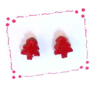 Ξύλινα σκουλαρίκια "Αστέρι" σε γκρι χρώμα - ξύλο, αστέρι, καρφωτά, μικρά, χριστουγεννιάτικα δώρα - 3