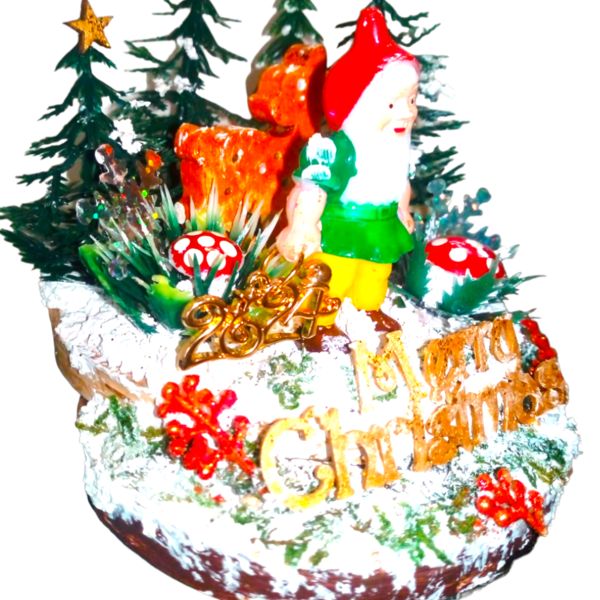 Γουρι 2024 . Χριστουγεννιατικο ξυλινο επιτραπεζιο διακοσμητικο σε 2 επιπεδα , -Χριστουγεννιατικο Χιονισμενο Δασος- - ξύλο, vintage, γούρια, δέντρο - 3