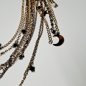 Ear cuff με αλυσιδες - ημιπολύτιμες πέτρες, ατσάλι, μεγάλα