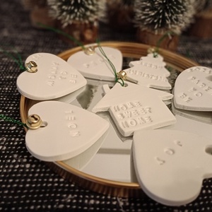 Christmas ornaments - σπίτι, πηλός, μαμά, στολίδια