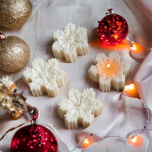 Χιονονιφάδες Αρωματικα Κεριά- σετ 3 τμχ - αρωματικά κεριά, χριστούγεννα, χιονονιφάδα, χριστουγεννιάτικα δώρα - 2
