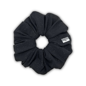 Black glitter XL scrunchie - ύφασμα, για τα μαλλιά, χριστούγεννα, λαστιχάκια μαλλιών
