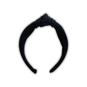 Black glitter knot hairband - ύφασμα, για τα μαλλιά, χριστούγεννα, στέκες - 2