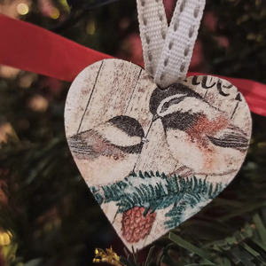 Χριστουγεννιάτικο σετ στολίδια για το δέντρο, ξύλο με decoupage, σχέδιο 3 - ξύλο, νονά, γιαγιά, μαμά, σετ δώρου - 2