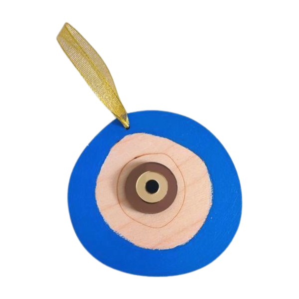 Κρεμαστό Ξύλινο Διακοσμητικό 6cm μάτι σε φυσική απόχρωση - ξύλο, νονά, μαμά, στολίδια, μπάλες - 2