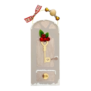 Γούρι ξύλινη πόρτα σε γκρί χρώμα 16 εκ. - ξύλο, plexi glass, γούρια