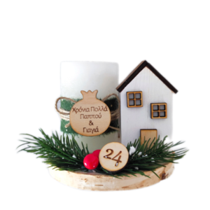 Χριστουγεννιάτικη σύνθεση - ξύλο, νονά, γιαγιά, διακοσμητικά, προσωποποιημένα