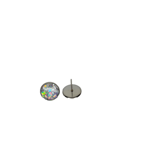 Καρφωτά σκουλαρίκια με ανοξείδωτο ατσάλι και υγρό γυαλί - γυαλί, καρφωτά, μικρά - 3