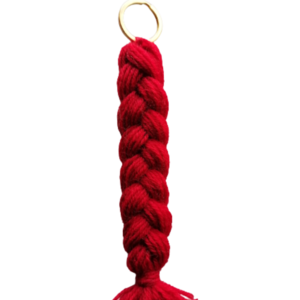 Red Keychain Braid pattern Knitted - Κόκκινο Μπρελόκ κοτσίδα από νήμα 14×3cm - μεταλλικό, βαμβακερό νήμα, σπιτιού, ξενοδοχείου