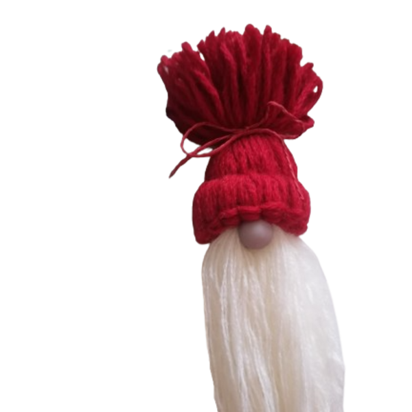 Red Gnome Ornament knitted 22×3×7cm - vintage, διακοσμητικά, μαλλί felt, προσωποποιημένα