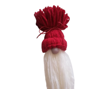 Red Gnome Ornament knitted 22×3×7cm - vintage, διακοσμητικά, μαλλί felt, προσωποποιημένα