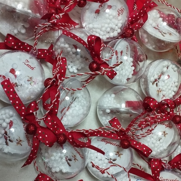 Προσωποποιημένη χριστουγεννιάτικη μπάλα - πλαστικό, άγιος βασίλης, στολίδια, προσωποποιημένα, μπάλες - 2
