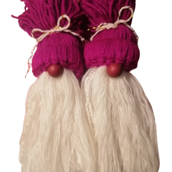 Purple Gnome Ornament knitted 22×3×7cm - vintage, διακοσμητικά, μαλλί felt, προσωποποιημένα