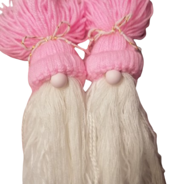 Pink Gnome Ornament knitted 22×3×7cm - vintage, διακοσμητικά, μαλλί felt, προσωποποιημένα