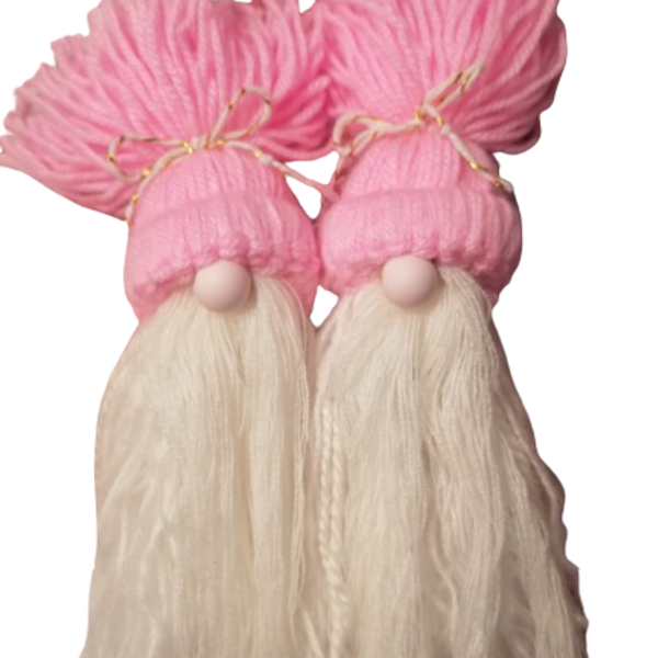 Pink Gnome Ornament knitted 22×3×7cm - vintage, διακοσμητικά, μαλλί felt, προσωποποιημένα - 2