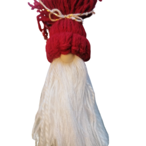 Red Gnome Ornament cream nose knitted 22×3×7cm - vintage, διακοσμητικά, μαλλί felt, προσωποποιημένα