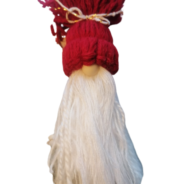 Red Gnome Ornament cream nose knitted 22×3×7cm - vintage, διακοσμητικά, μαλλί felt, προσωποποιημένα - 3